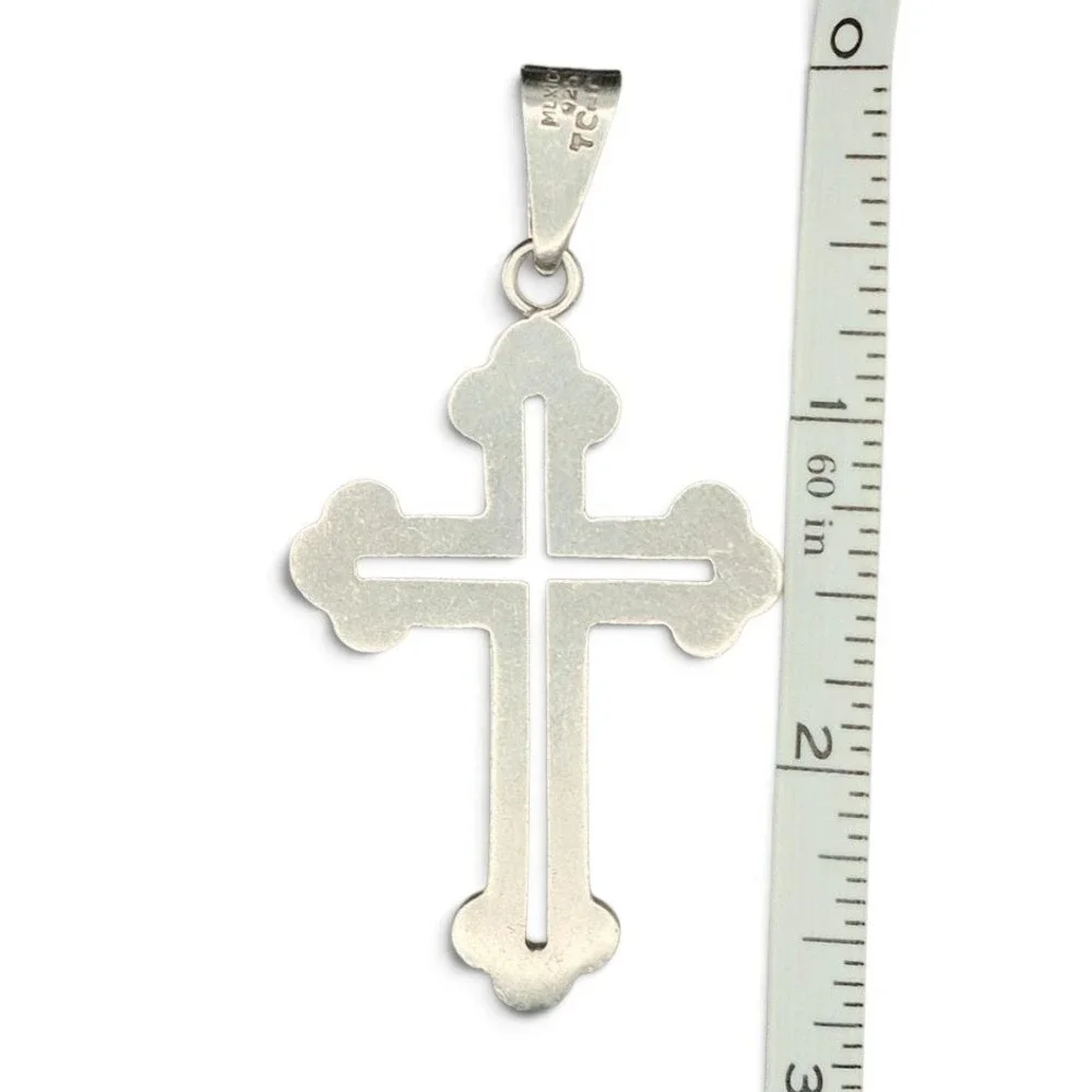 Taxco Mexico Sterling Silver Cutout Cross Pendant Men OS Silver Excellent‎ 925